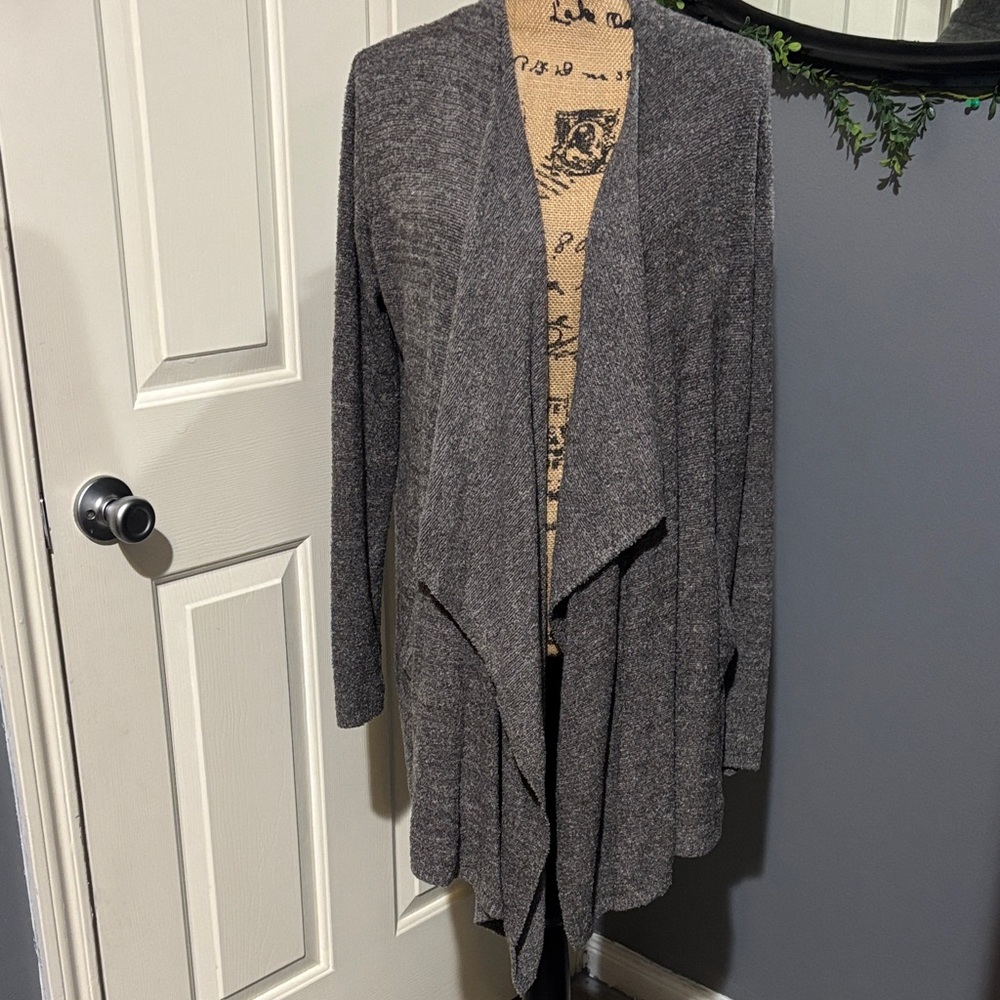 Barefoot Dreams Charcoal Open Front Cardigan